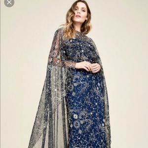 Tadashi Shoji Bourne Sweeping Cape Gown NWT